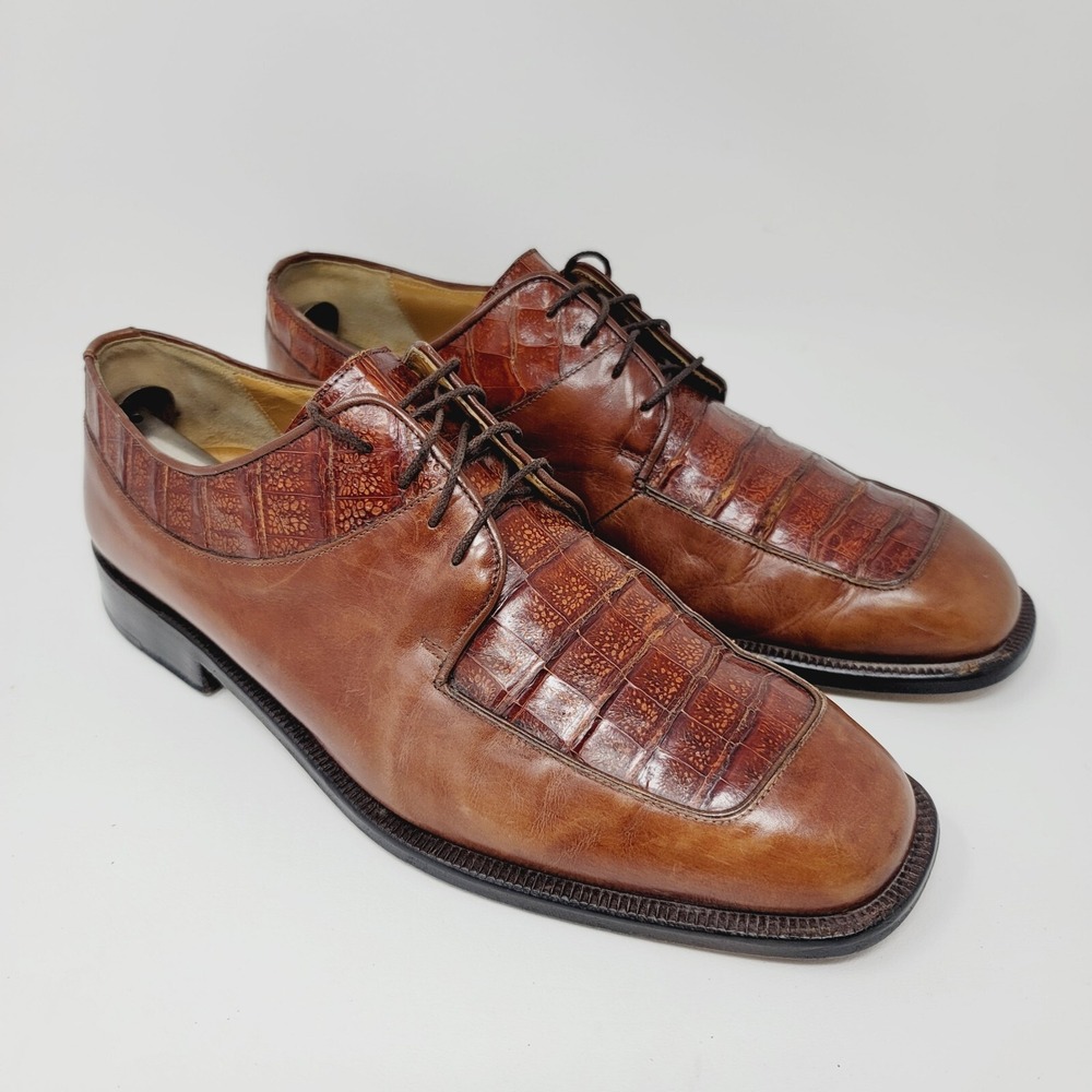 Caporicci Mens Genuine Crocodile Oxfords Size 11 M handmade in Italy